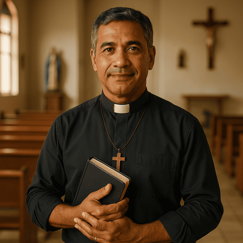 Padre recomendando o método Missa Viva